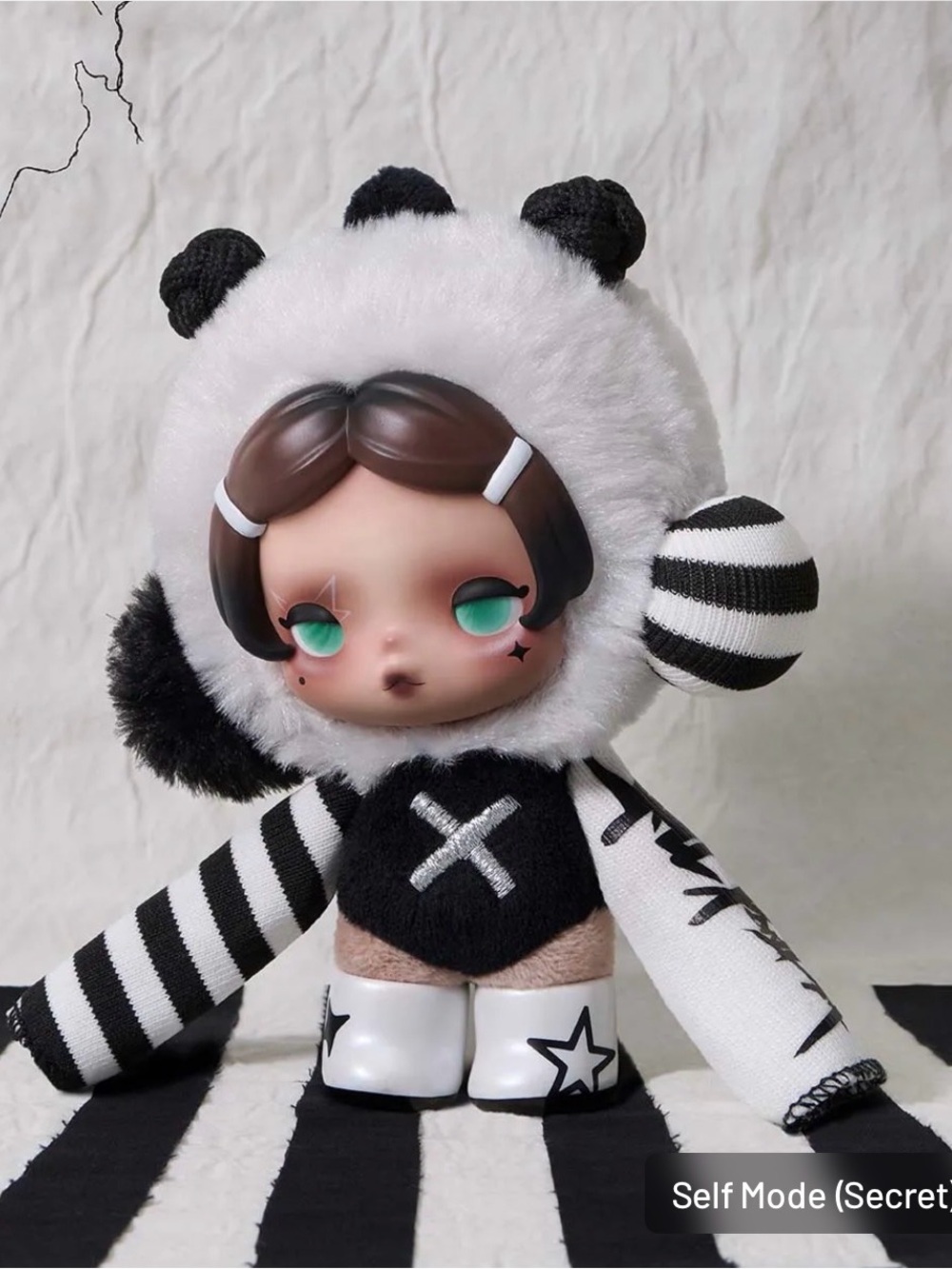 Black & White Panda Hood Plush Fashion Doll - Unbranded
